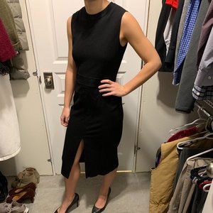 Theory Black Sheath Dress w/ Suede Detail Size 6